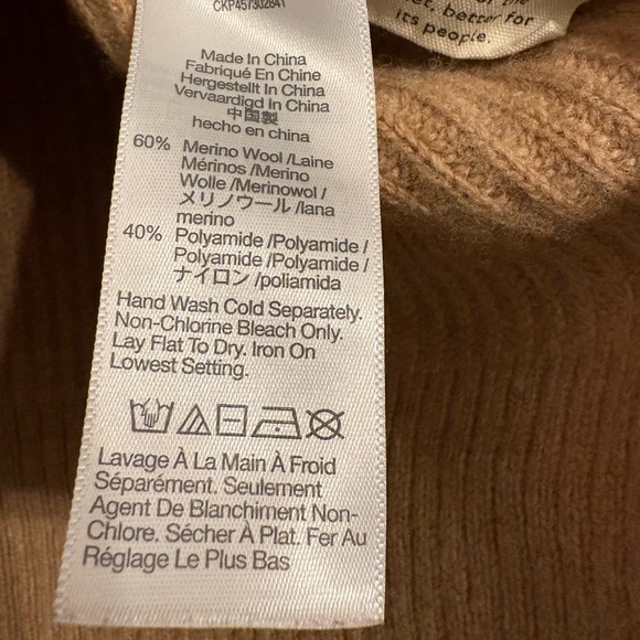 Madewell Camel Ribbed Cowl Neck Sweater size small - Picture 5 of 5